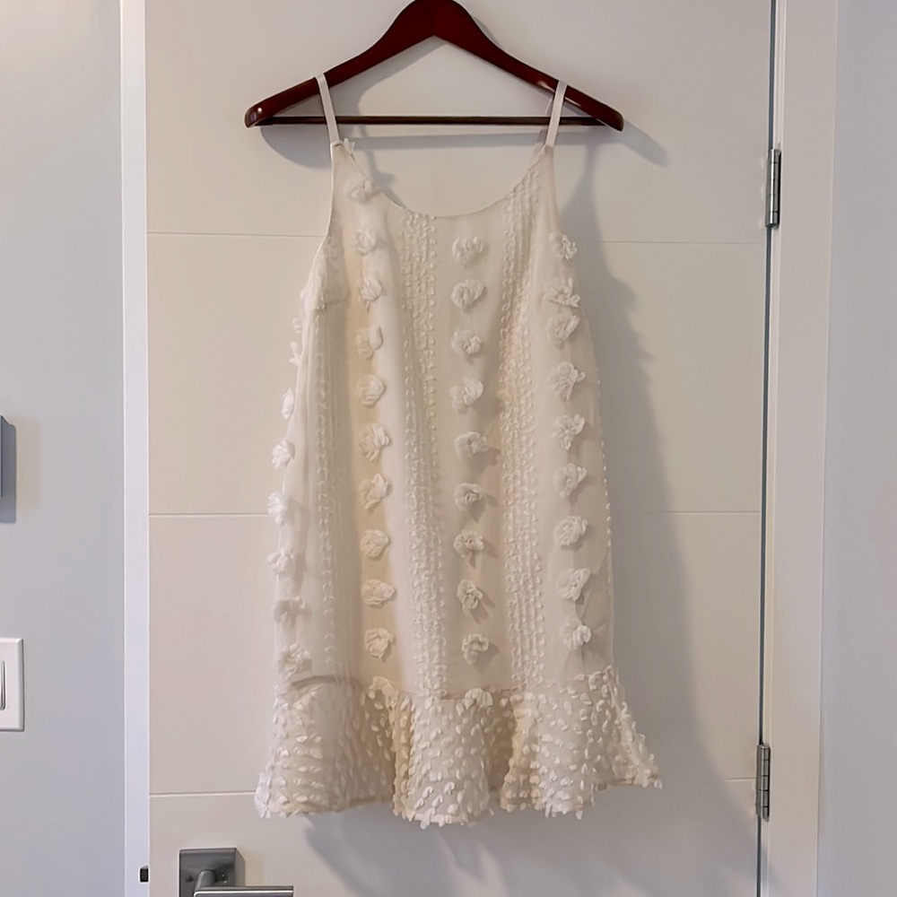 Ivory spaghetti strap pom summer dress
